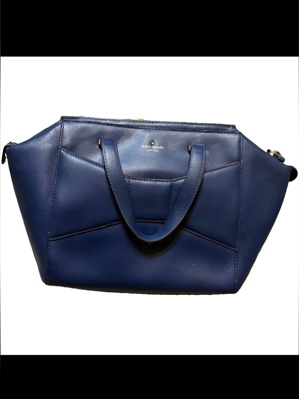 Kate Spade NY Large 2 Park Avenue Beau Bag made of leather Navy and gold